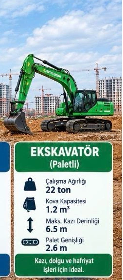 Paletli Ekskavatör (20 Ton Sınıfı)